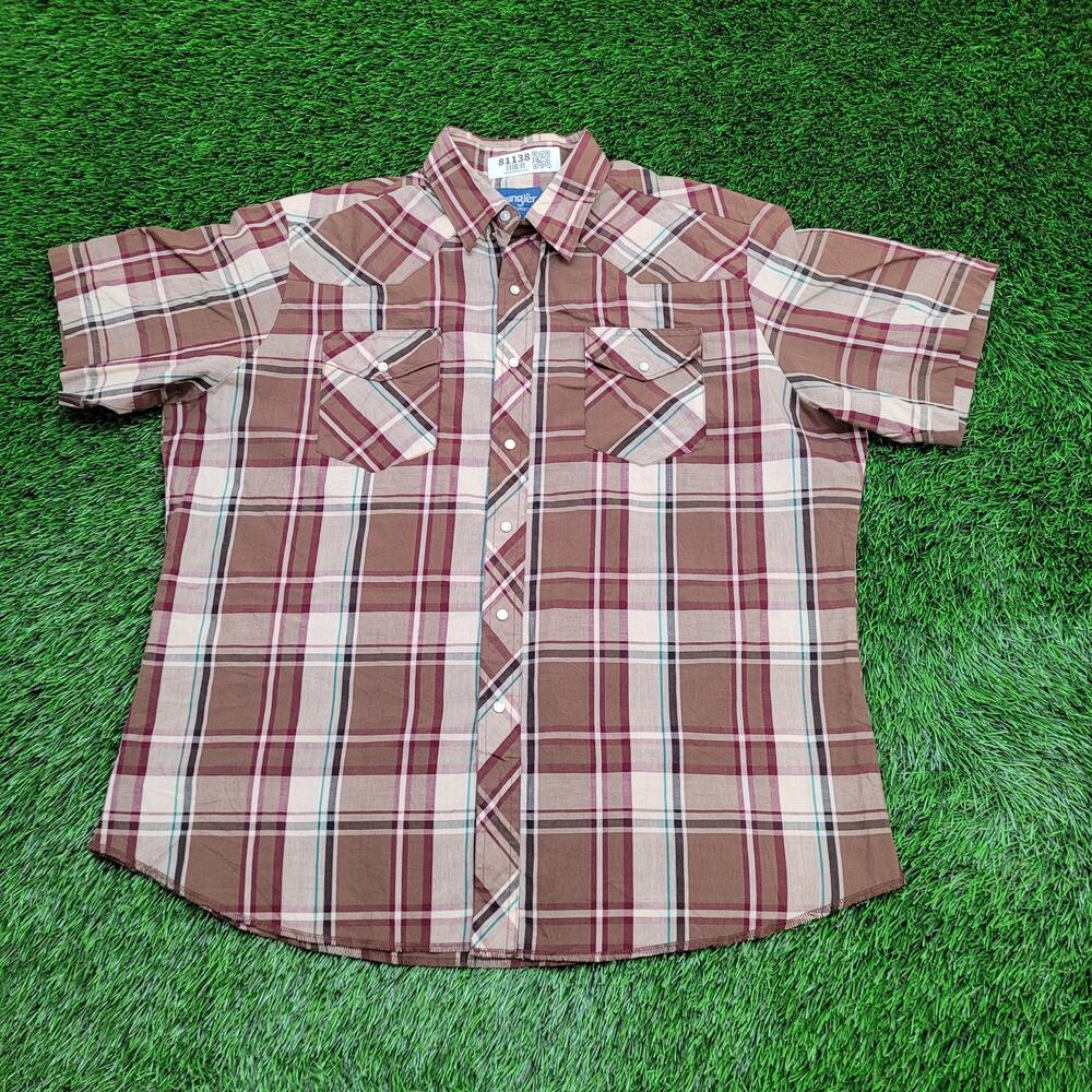 Vintage Wrangler Western Hippie Button Shirt 2XL 25x30 Snap
